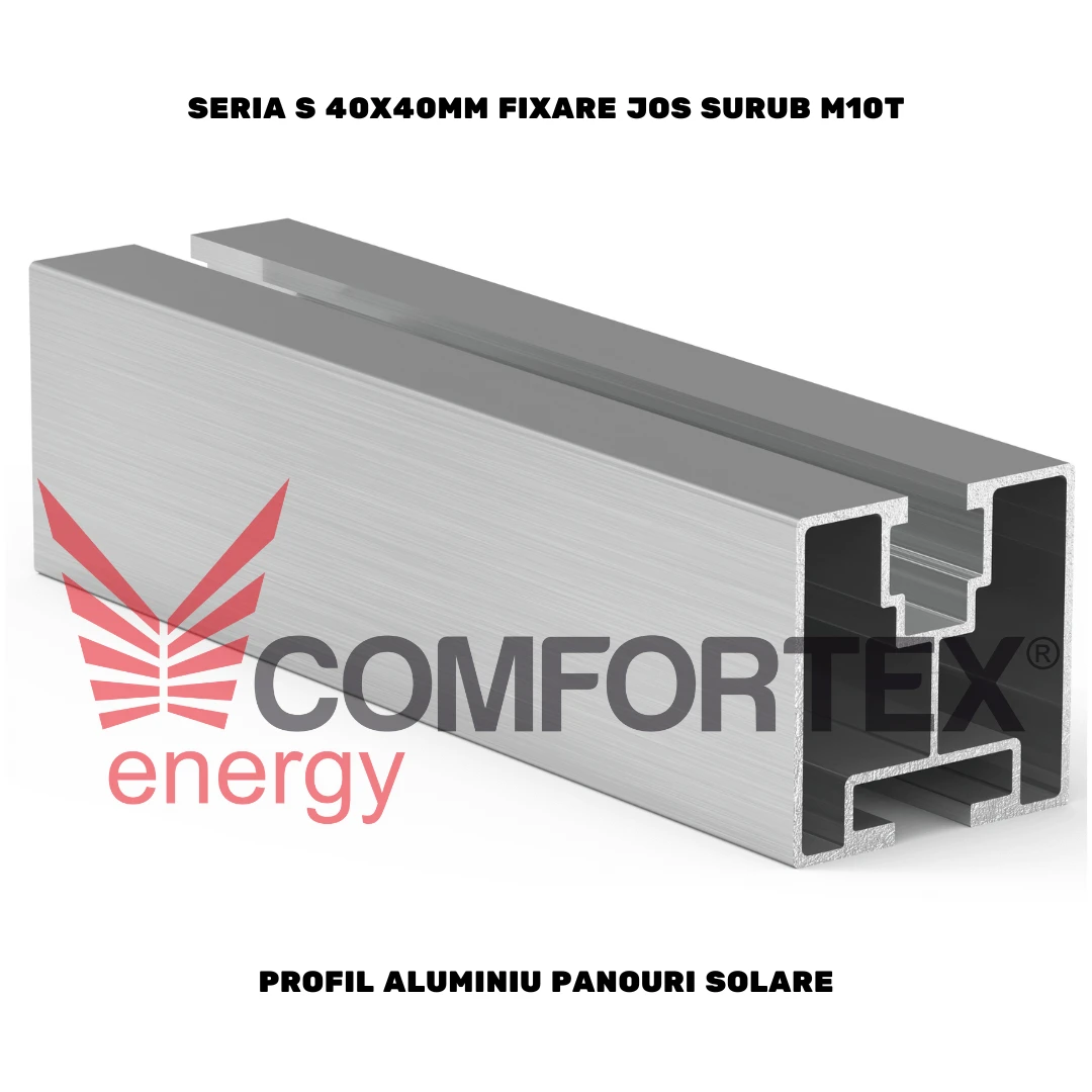 STORE SOL  PROFIL ALUMINIU PANOURI SOLARE, SERIA S 40X40MM, FIX. JOS SURUB M10T
